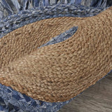 Denim And Natural Jute Fringed Round Rug - Homeroots - Flyclothing LLC