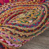 4' Rainbow Multi Round Hand Woven Jute Area Rug With Fringe - Homeroots - Flyclothing LLC