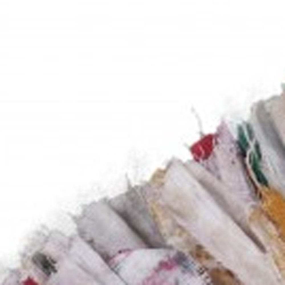 Bleached Multicolored Chindi And Natural Jute Fringed Round Rug - Homeroots - Flyclothing LLC