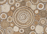 Multi-Toned Intricate Circle Natural Jute Area Rug - Homeroots - Flyclothing LLC