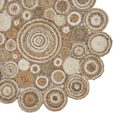 Multi-Toned Intricate Circle Natural Jute Area Rug - Homeroots