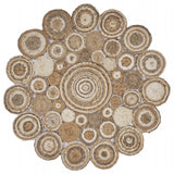 Multi-Toned Intricate Circle Natural Jute Area Rug - Homeroots