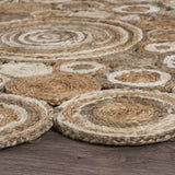 Multi-Toned Intricate Circle Natural Jute Area Rug - Homeroots - Flyclothing LLC