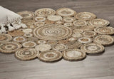 Multi-Toned Intricate Circle Natural Jute Area Rug - Homeroots - Flyclothing LLC