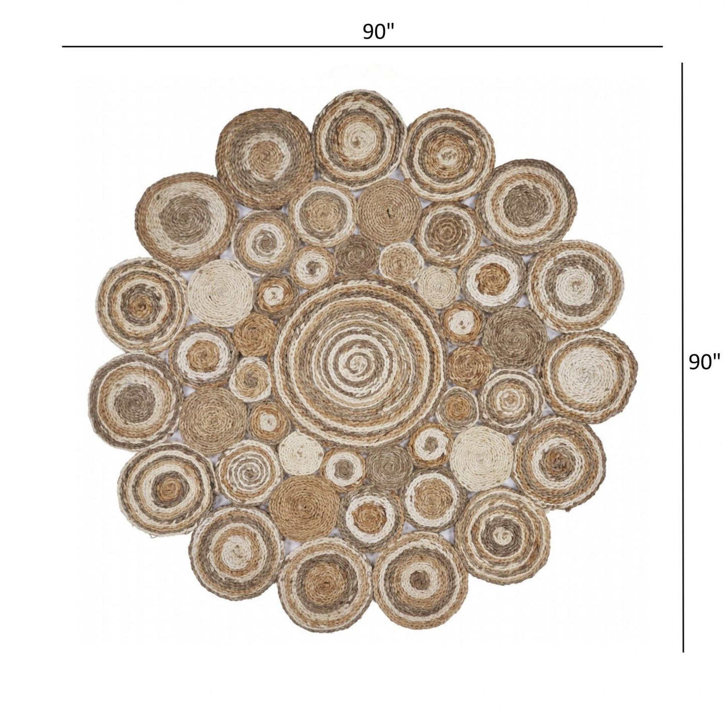Multi-Toned Intricate Circle Natural Jute Area Rug - Homeroots - Flyclothing LLC