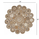 Multi-Toned Intricate Circle Natural Jute Area Rug - Homeroots - Flyclothing LLC