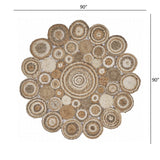 Multi-Toned Intricate Circle Natural Jute Area Rug - Homeroots - Flyclothing LLC