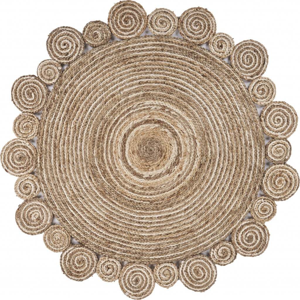 Bleached And Natural Spiral Boutique Jute Rug - Homeroots - Flyclothing LLC