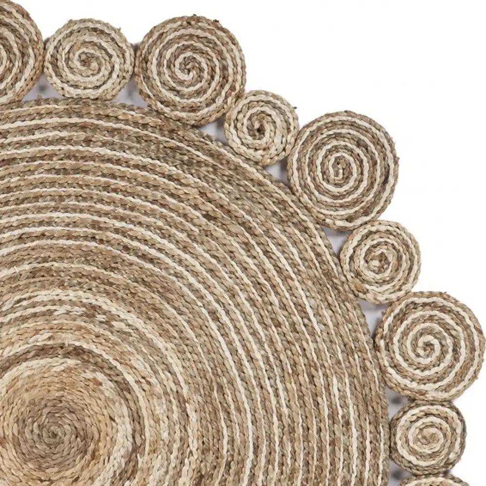 Bleached And Natural Spiral Boutique Jute Rug - Homeroots - Flyclothing LLC