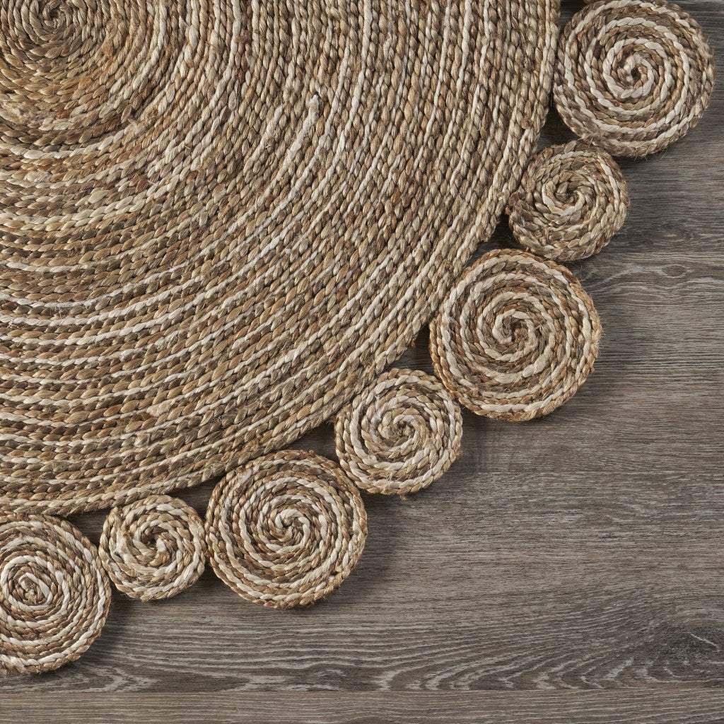 Bleached And Natural Spiral Boutique Jute Rug - Homeroots - Flyclothing LLC