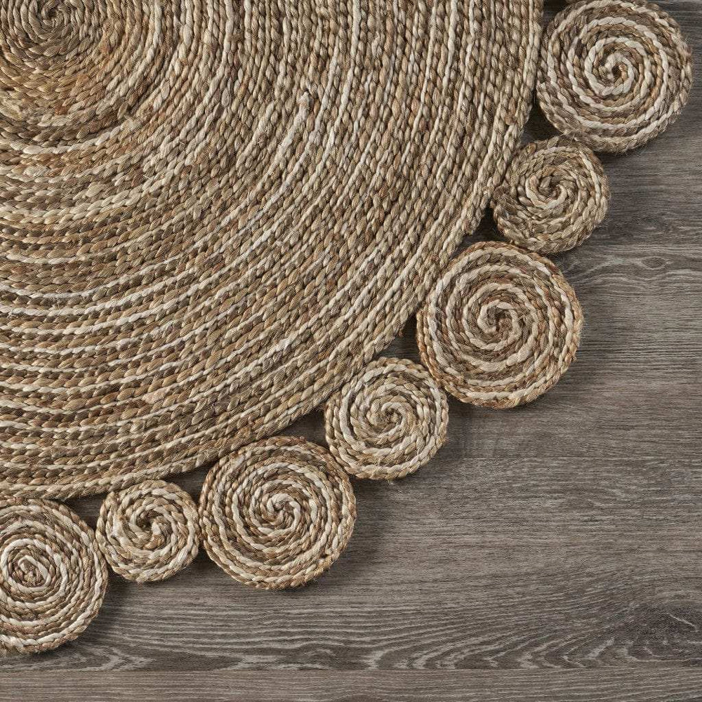 Bleached And Natural Spiral Boutique Jute Rug - Homeroots - Flyclothing LLC