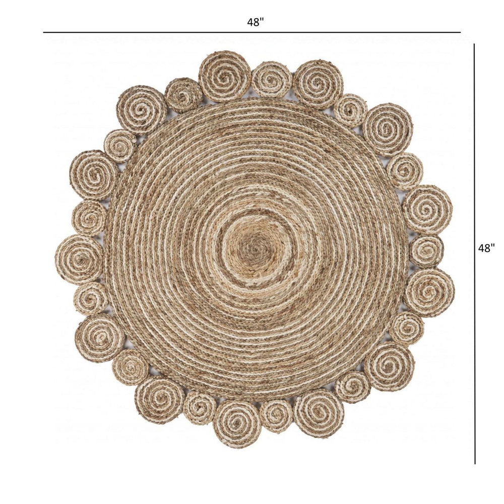 Bleached And Natural Spiral Boutique Jute Rug - Homeroots - Flyclothing LLC