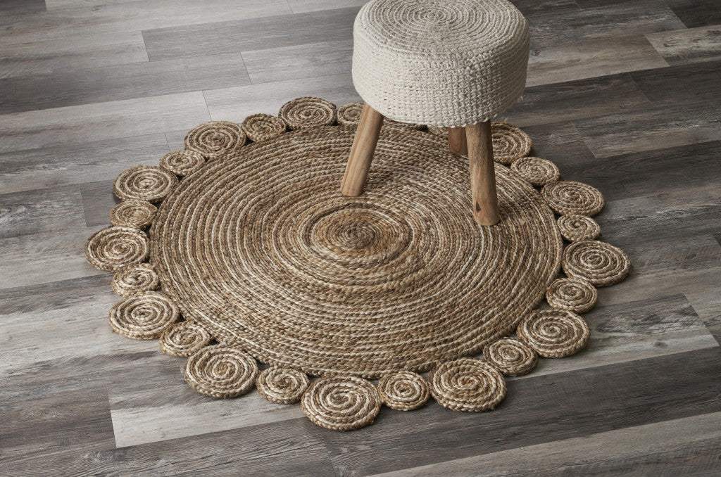 7' X 7' Beige Round Handmade Area Rug - Homeroots - Flyclothing LLC