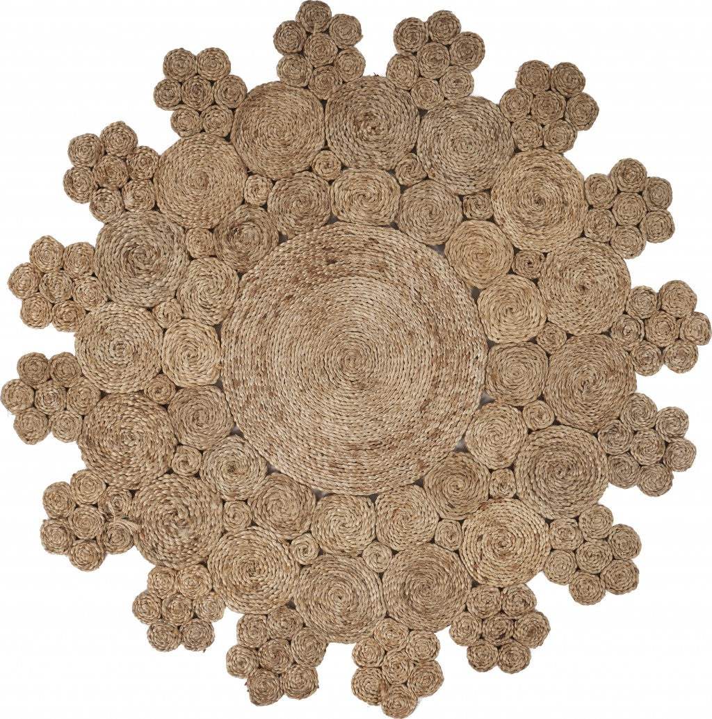 Dazzling Concentric Natural Boutique Jute Rug - Homeroots - Flyclothing LLC