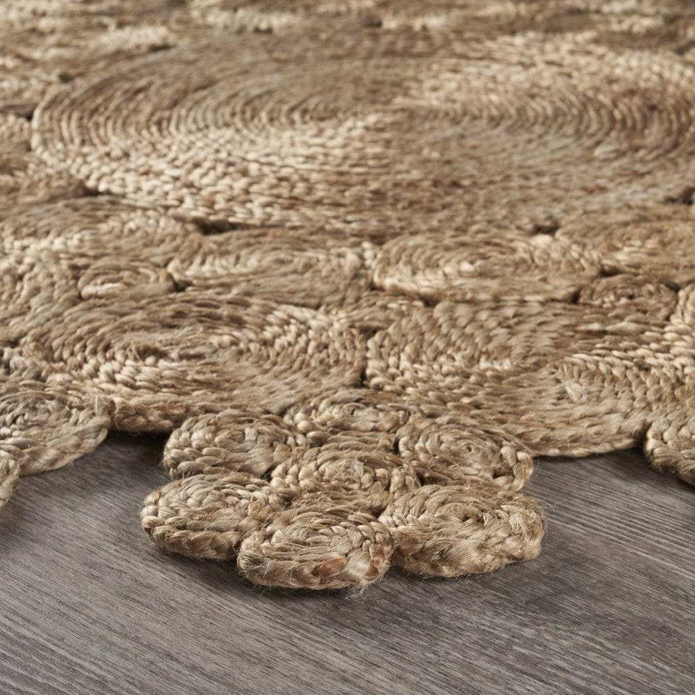 Dazzling Concentric Natural Boutique Jute Rug - Homeroots - Flyclothing LLC