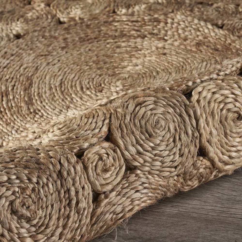 Dazzling Concentric Natural Boutique Jute Rug - Homeroots - Flyclothing LLC