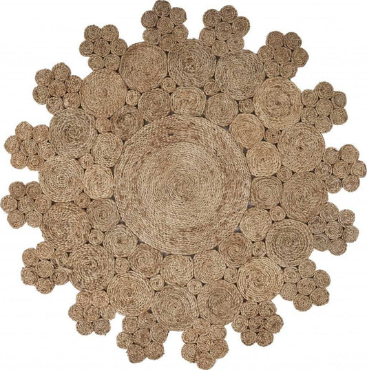 Dazzling Concentric Natural Boutique Jute Rug - Homeroots - Flyclothing LLC