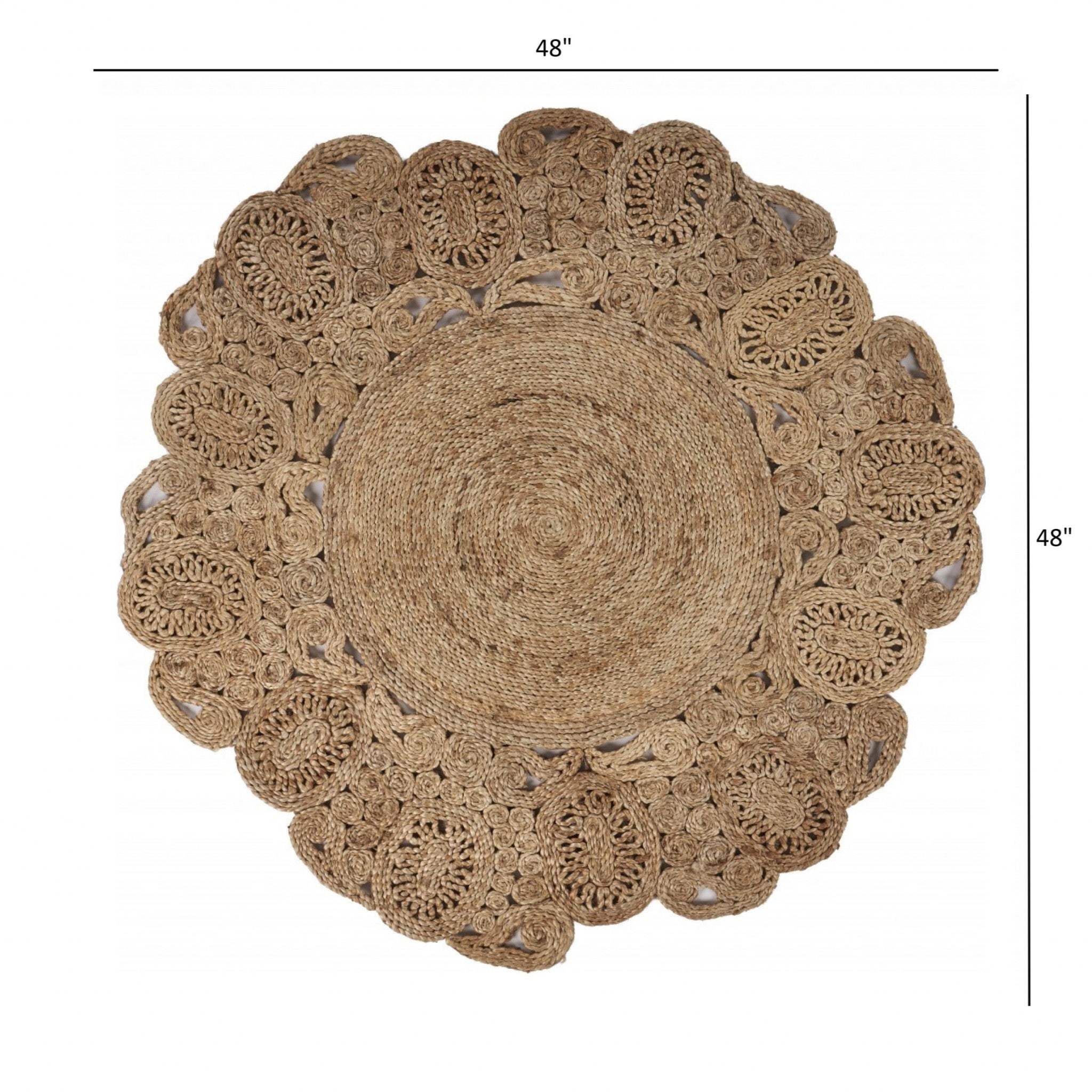 Natural Bloom Boutique Jute Rug - Homeroots - Flyclothing LLC