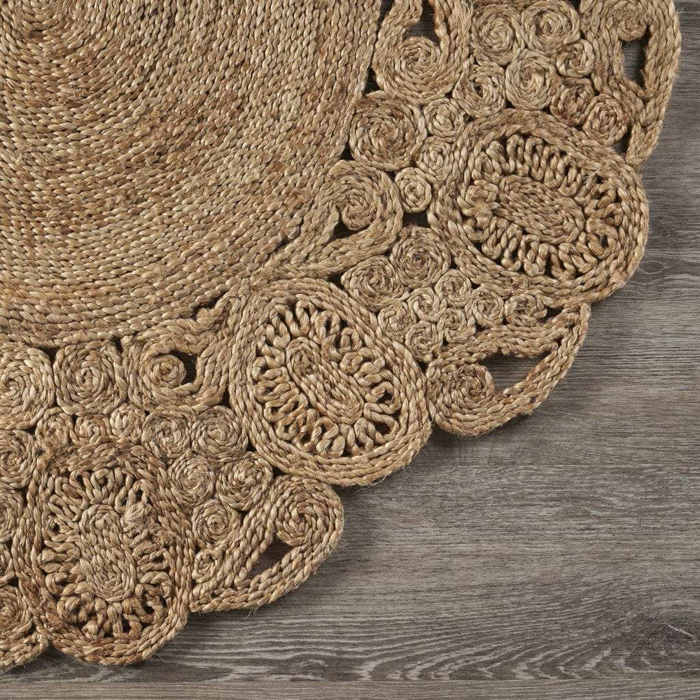 Natural Bloom Boutique Jute Rug - Homeroots - Flyclothing LLC