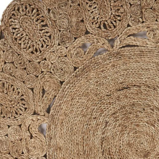 Natural Bloom Boutique Jute Rug - Homeroots - Flyclothing LLC