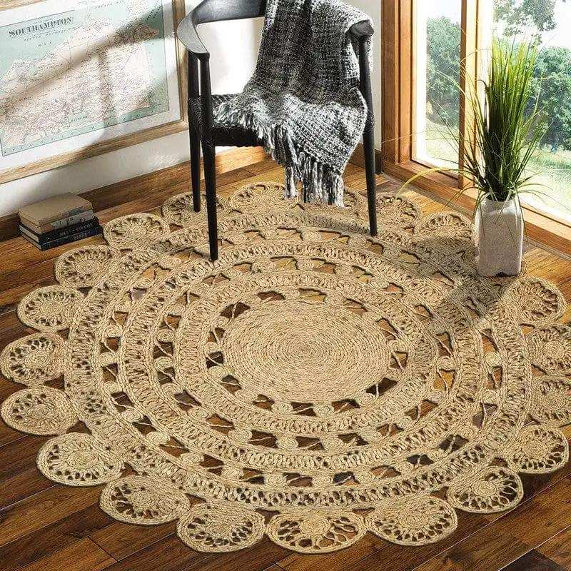 Sunshine Golden Natural Jute Area Rug - Homeroots - Flyclothing LLC