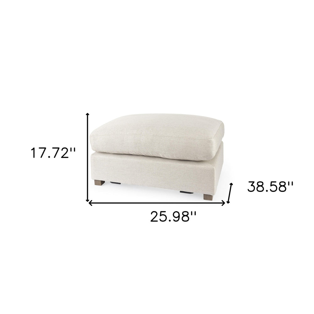 26" Beige Polyester And Brown Cocktail Ottoman - Homeroots
