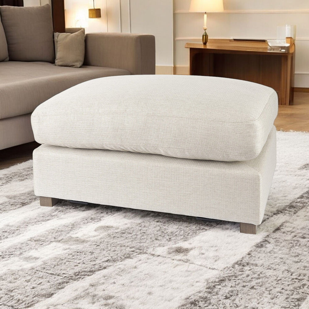 26" Beige Polyester And Brown Cocktail Ottoman - Homeroots