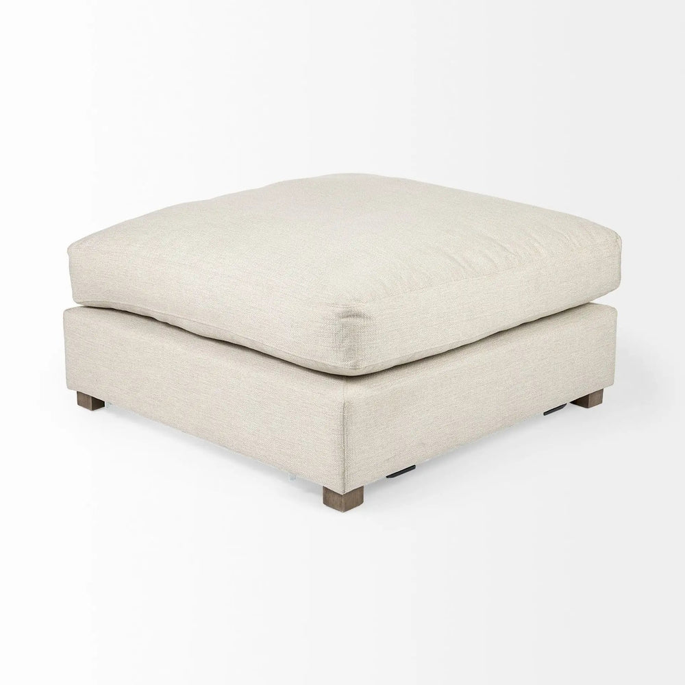39" Beige Polyester And Brown Cocktail Ottoman - Homeroots