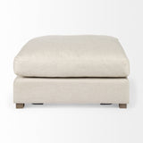 39" Beige Polyester And Brown Cocktail Ottoman - Homeroots