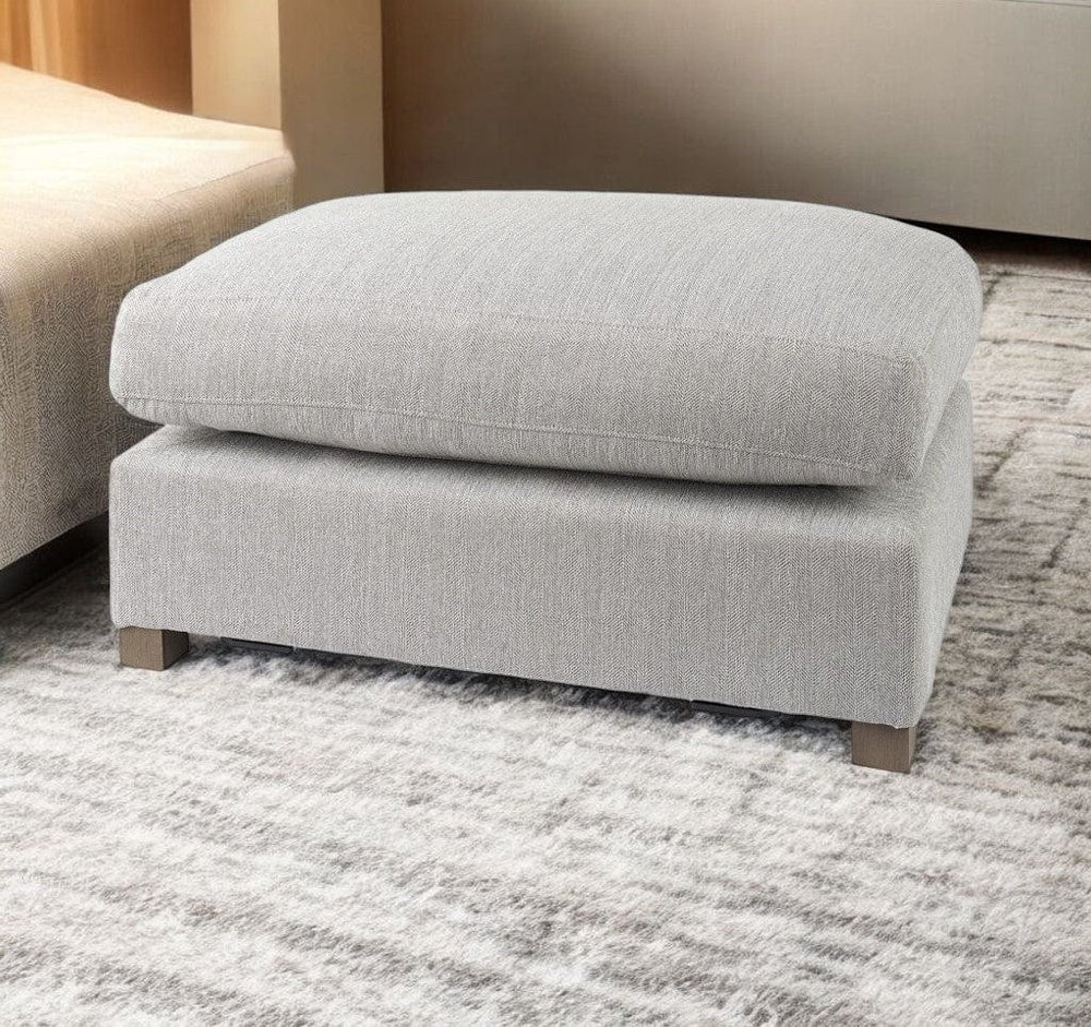 26" Light Gray Jute And Brown Cocktail Ottoman - Homeroots