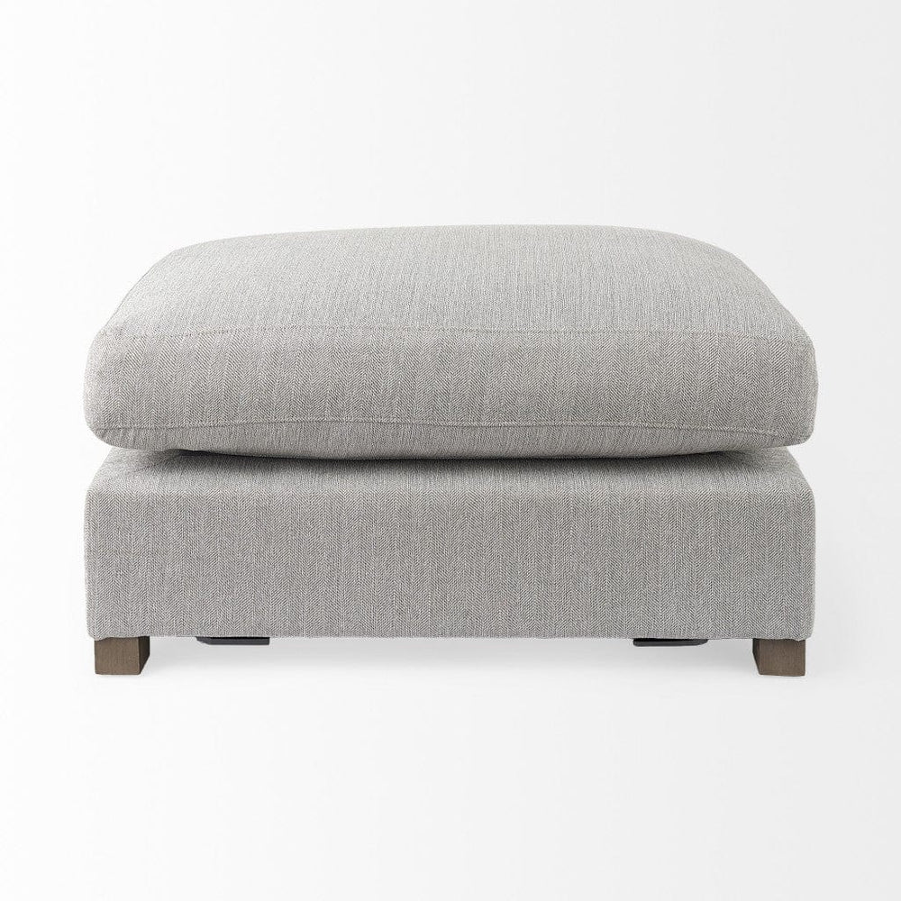 26" Light Gray Jute And Brown Cocktail Ottoman - Homeroots
