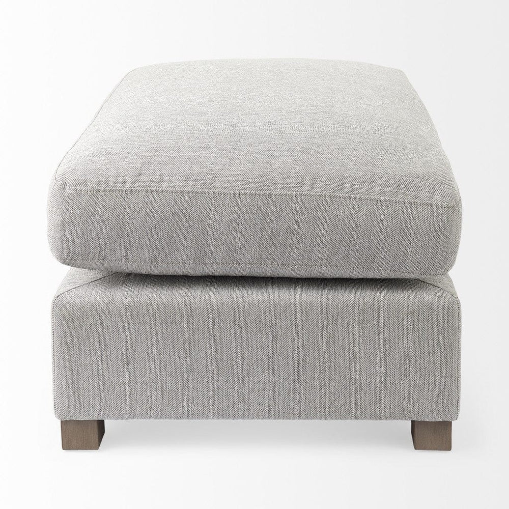 26" Light Gray Jute And Brown Cocktail Ottoman - Homeroots