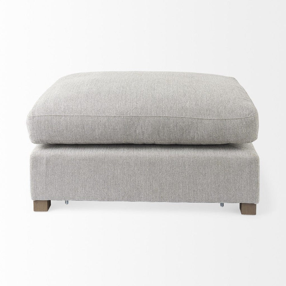 26" Light Gray Jute And Brown Cocktail Ottoman - Homeroots