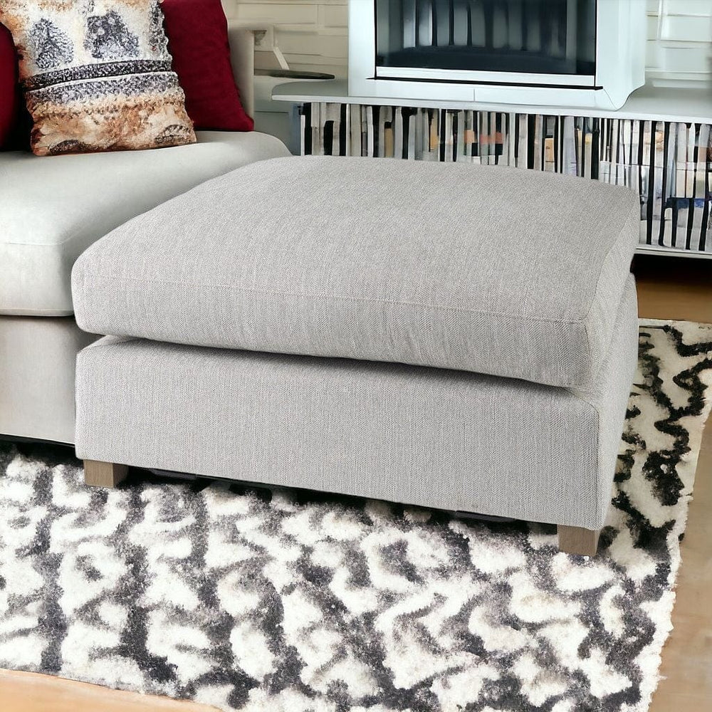39" Light Gray Polyester And Brown Cocktail Ottoman - Homeroots