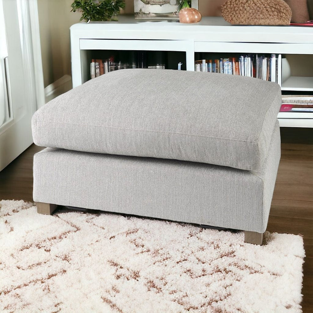 39" Light Gray Polyester And Brown Cocktail Ottoman - Homeroots