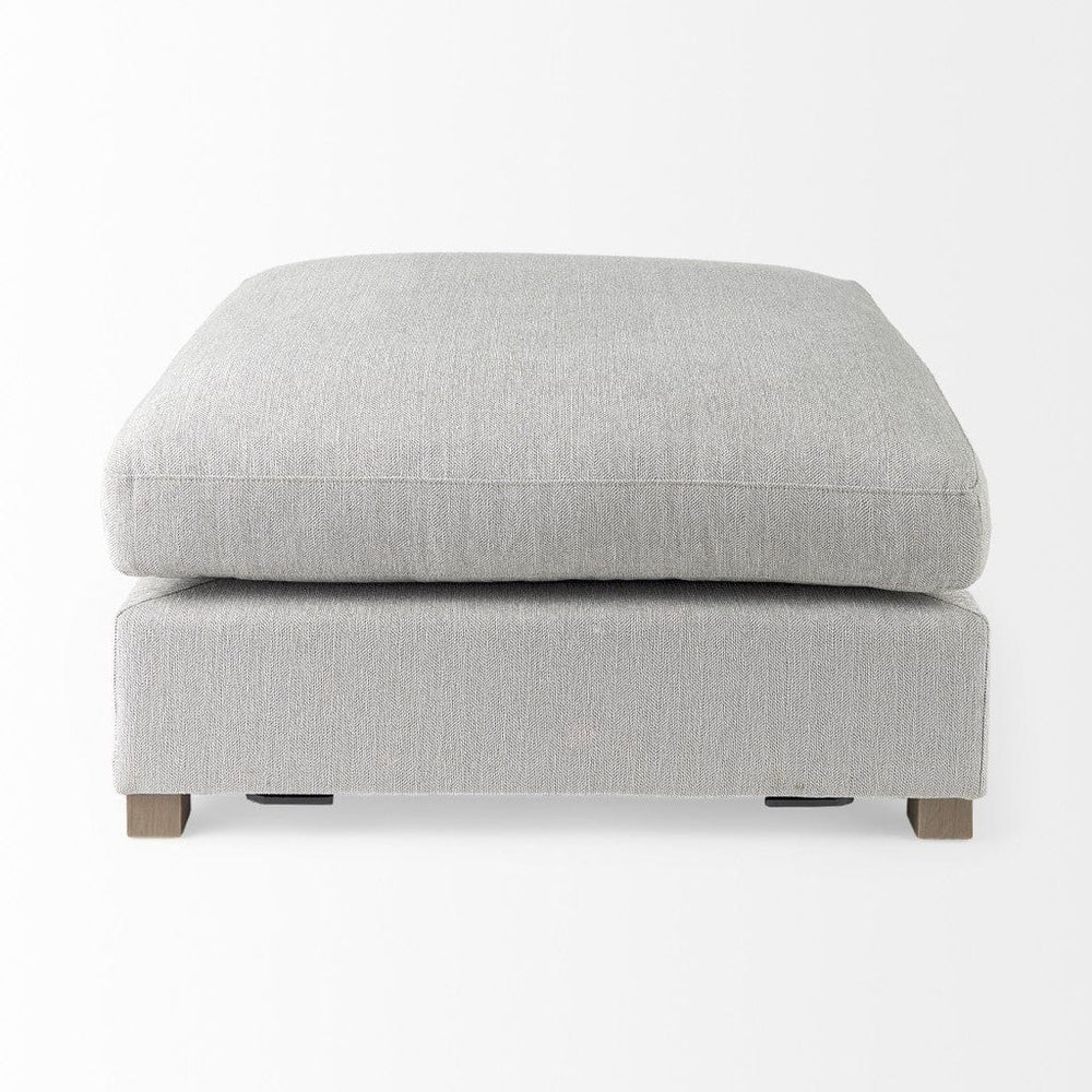 39" Light Gray Polyester And Brown Cocktail Ottoman - Homeroots