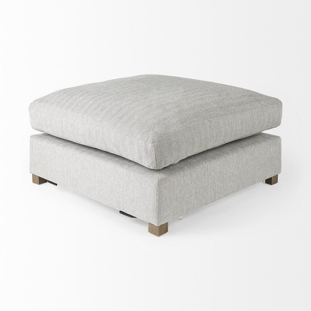 39" Light Gray Polyester And Brown Cocktail Ottoman - Homeroots