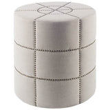 20" Cream Linen Round Footstool Ottoman - Homeroots - Flyclothing LLC