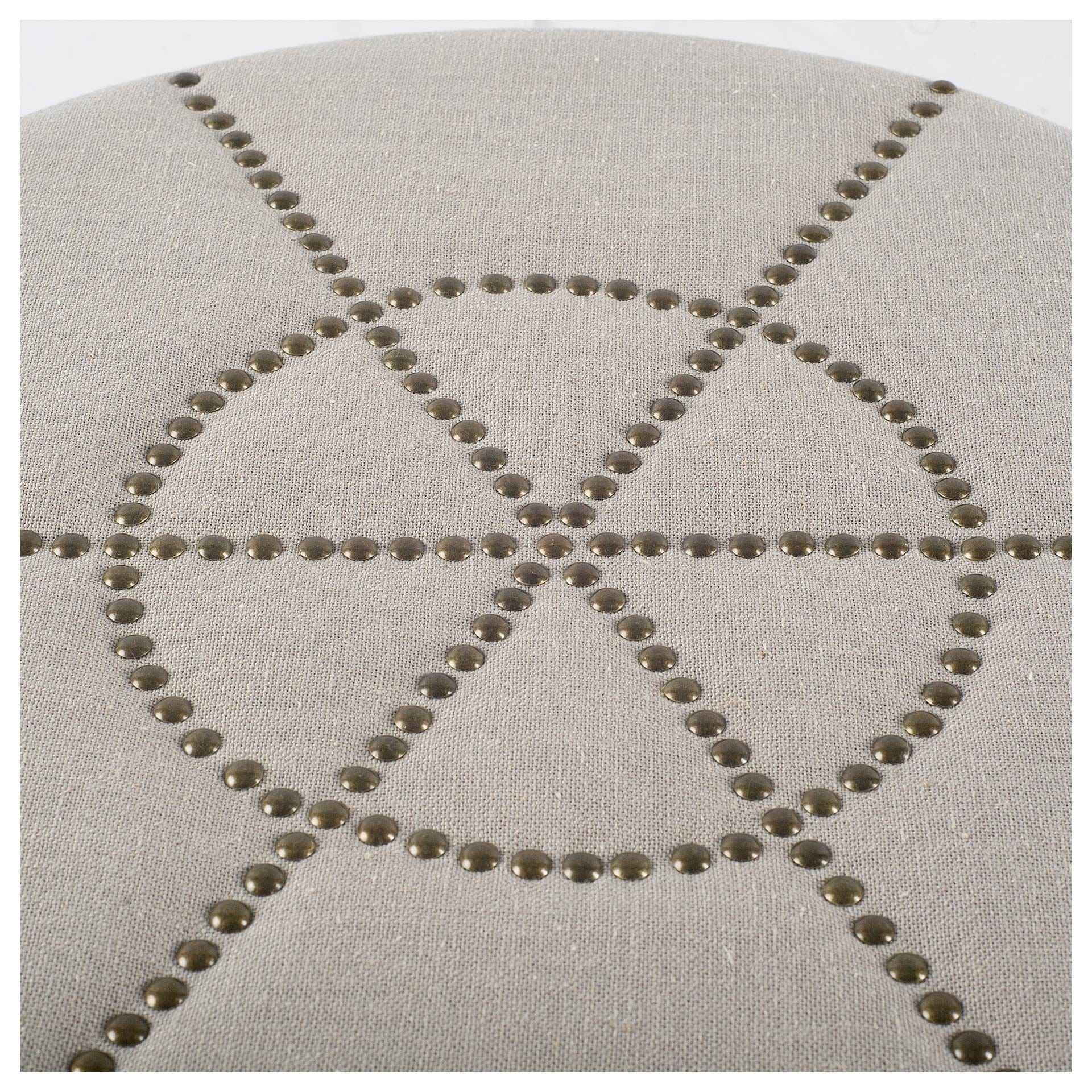 20" Cream Linen Round Footstool Ottoman - Homeroots - Flyclothing LLC