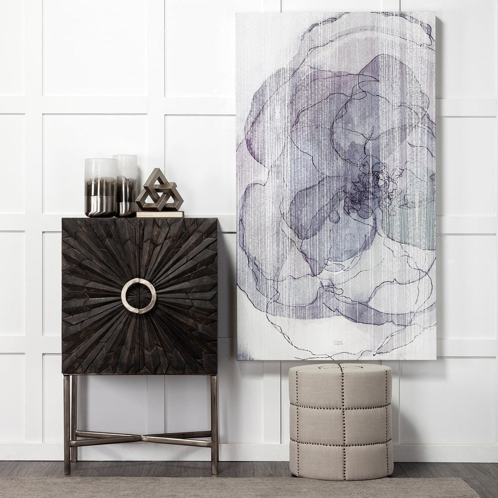 20" Cream Linen Round Footstool Ottoman - Homeroots