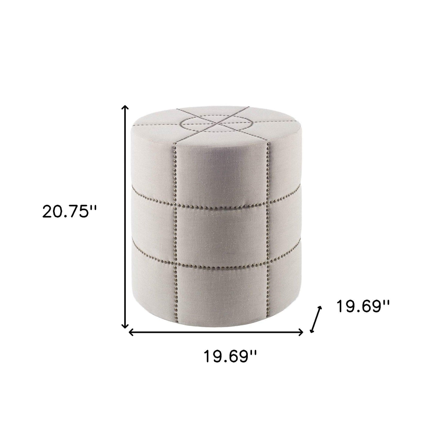 20" Cream Linen Round Footstool Ottoman - Homeroots - Flyclothing LLC