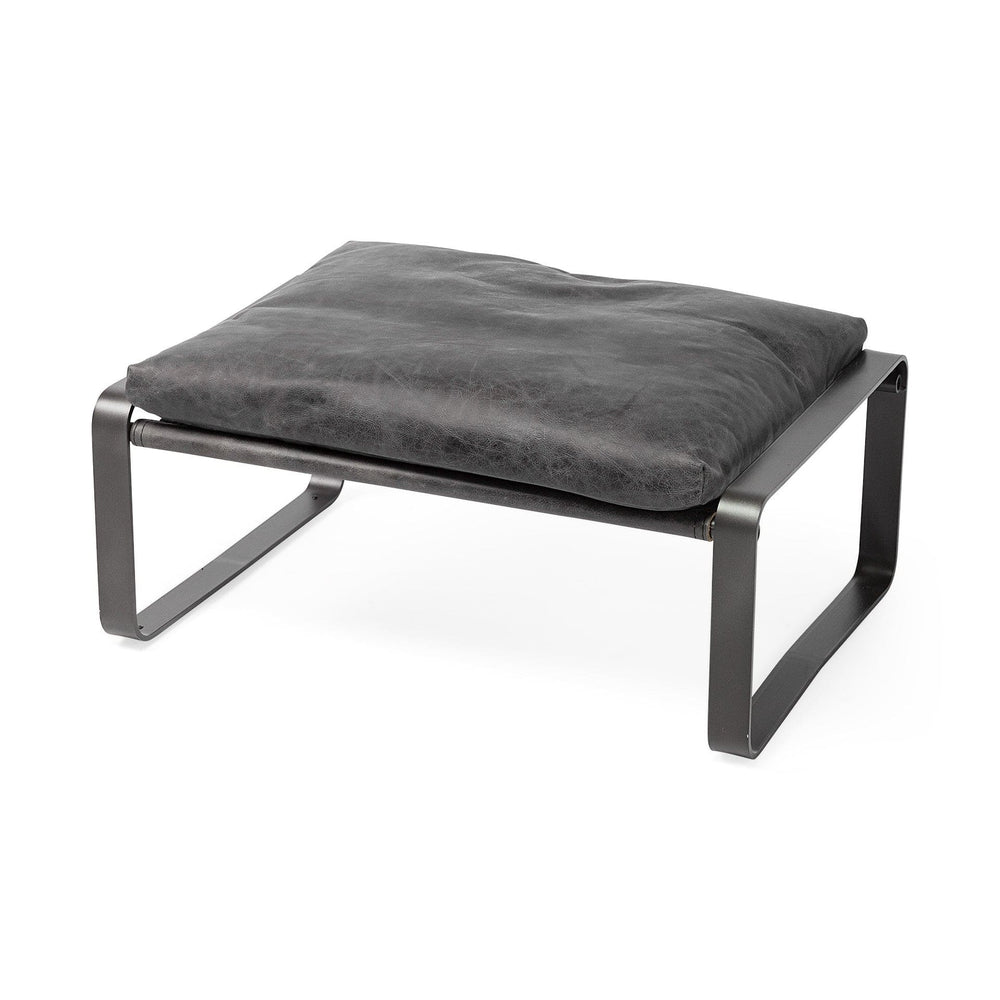 27" Black Faux leather Ottoman - Homeroots