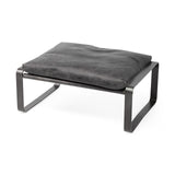27" Black Faux leather Ottoman - Homeroots