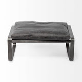 27" Black Faux leather Ottoman - Homeroots