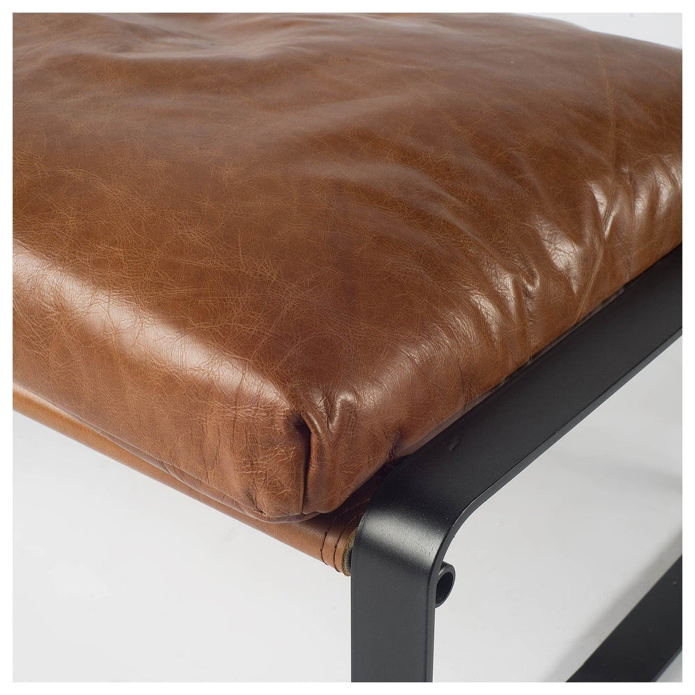 19" Brown Faux Leather Ottoman - Homeroots - Flyclothing LLC