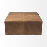 36" Brown Faux Leather Cube Ottoman - Homeroots