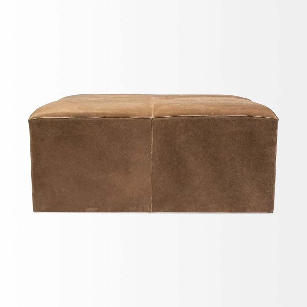 36" Brown Faux Leather Cube Ottoman - Homeroots - Flyclothing LLC