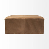 36" Brown Faux Leather Cube Ottoman - Homeroots
