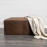 36" Brown Faux Leather Cube Ottoman - Homeroots - Flyclothing LLC