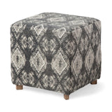 19" Gray 100% Cotton And Brown Cube Ottoman - Homeroots - Flyclothing LLC
